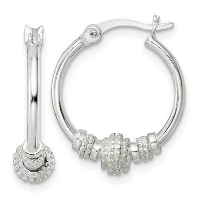 Beaded Circle Hoop Earrings Sterling Silver Polished QE15899, MPN: QE15899, 196904151617