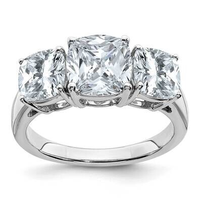 4 1/5ct. Three Stone D E F Pure Light Cushion Moissanite Ring 14k White Gold RM6794-420-WMP, MPN: R…