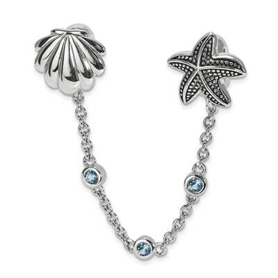 3in Security Chain Sea Accents CZ Diamond Bead Sterling Silver QRS3953, MPN: QRS3953, 191101500404