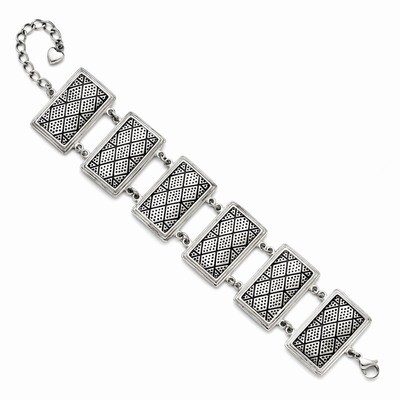 0.75 Inch Extension Antiqued Bracelet - Stainless Steel SRB1227 by Chisel, MPN: SRB1227, 8867742623…