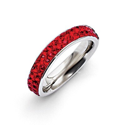 4mm Polished Red Crystal Ring - Stainless Steel SR268 by Chisel, MPN: SR268, 883957037660