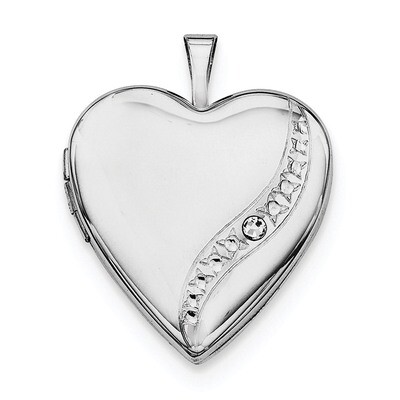 Crystal Heart Locket Sterling Silver Rhodium-plated QLS647, MPN: QLS647, 191101390395