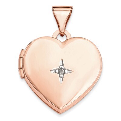 Polished 15Mm Heart with Diamond Locket 14k Rose Gold XL661, MPN: XL661, 883957143446