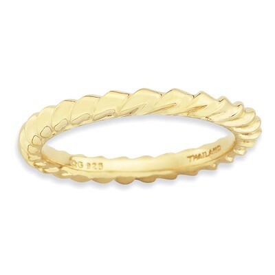 Sterling Silver Gold-plated Domed Ring QSK895-7