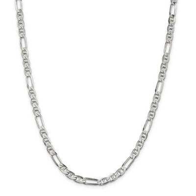 5.5mm Figaro Anchor Chain 28 Inch Sterling Silver QAF150-28, MPN: QAF150-28,