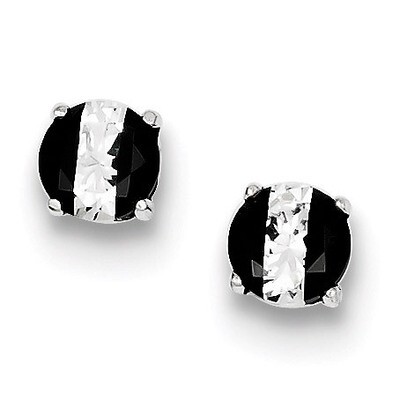 Black and White Colored Diamond 6mm Round Post Earrings Sterling Silver QE9110, MPN: QE9110, 883957…