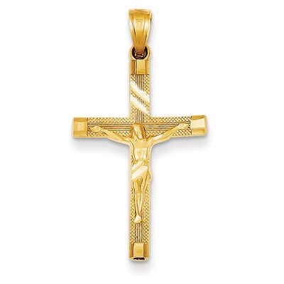 Fancy Tipped Crucifix Pendant 14k Gold Diamond-cut C4350, MPN: C4350, 637218090877
