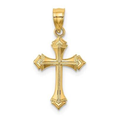 Arrow Ends Cross Charm 14k Gold Textured K8555, MPN: K8555, 637218083541