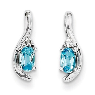 Blue Topaz Diamond Earring 14k White Gold Genuine XBS398, MPN: XBS398, 883957374406