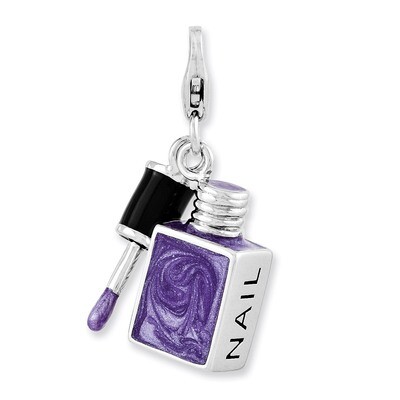 3-D Nail Enamel Charm Sterling Silver Enameled QCC885 by Amore La Vita, MPN: QCC885, 886774235967