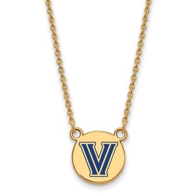 Villanova U Sm Enamel Disc Pendant with Necklace Gold-plated Sterling Silver GP028VIL-18, MPN: GP02…