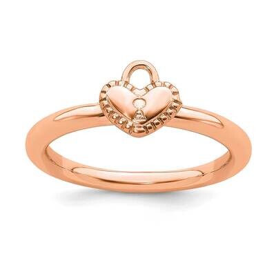 Pink-plated Heart Padlock Ring Sterling Silver QSK1959, MPN: QSK1959, 191101722400
