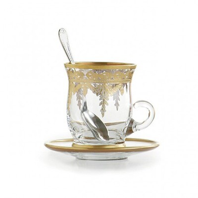 Arte Italica Vetro Gold Cup &amp; Saucer with Spoon SR400/SOZ