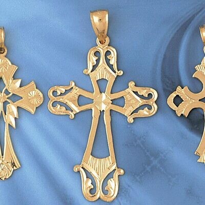 Dazzlers Jewelry Cross Pendant Necklace Charm Bracelet in Yellow, White or Rose Gold 7925, MPN: DZ-…