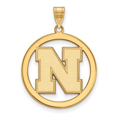 University of Nebraska Large Pendant in Circle Gold-plated Silver GP058UNE, MPN: GP058UNE, 88677495…