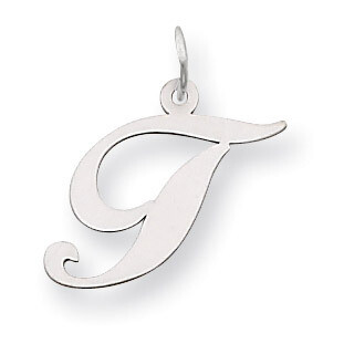 Medium Fancy Script Initial T Charm Pendant 14k white Gold YC653T, MPN: YC653T, 883957030241
