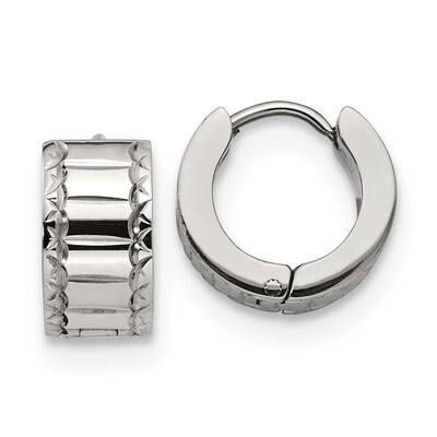 Patterned Hinged Hoop Earrings Stainless Steel SRE1324 by Chisel, MPN: SRE1324, 191101499692