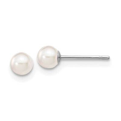 3-4mm Round White Saltwater Akoya Earrings 14k White Gold XFW490E, MPN: XFW490E, 191101800054