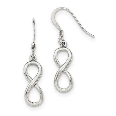 Infinity Symbol Shepherd Hook Earrings Sterling Silver Polished QE11937, MPN: QE11937, 886774760926