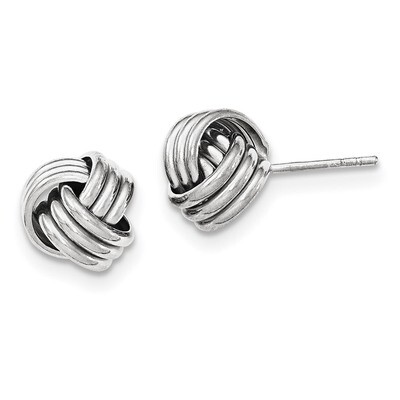 Love Knot Post Earrings Sterling Silver Rhodium-plated Polished QE11792, MPN: QE11792, 191101231414