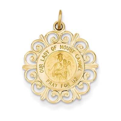 Our Lady of Mt. Carmel Medal Charm 14k Gold XR653, MPN: XR653, 883957450735