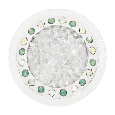 Nikki Lissoni Rock with You with Green Clear Swarovski Crystals Silver-plated 33mm Coin C1618SM, MP…