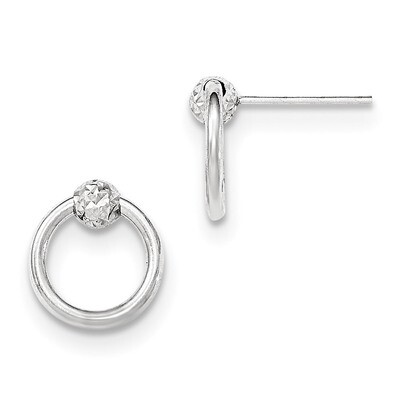 Diamond Cut Circle Drop Post Earrings 14k white Gold TH852, MPN: TH852, 191101364150