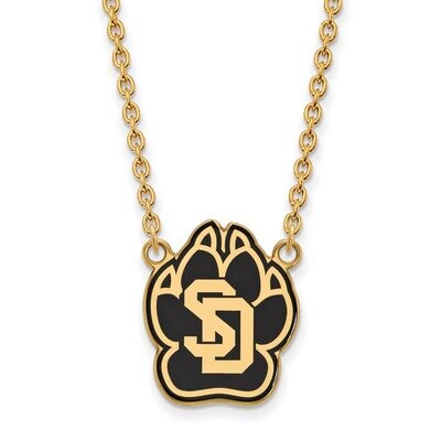 University of South Dakota Large Enamel Pendant with Chain Necklace Gold-plated Silver GP012USD-18,…