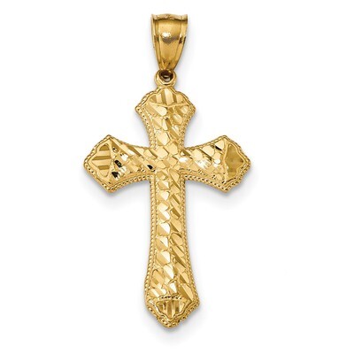 Budded Cross Pendant 14k Gold Diamond-cut K6254, MPN: K6254, 883957895048