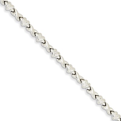 Polished Heart &amp; X Bracelet 7 Inch 14k White Gold WSF854-7, MPN: WSF854-7, 886774121147