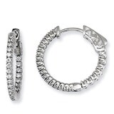 50 Stones In and Out Round Hoop Earrings Sterling Silver with Diamonds QE7560, MPN: QE7560, 8867742…