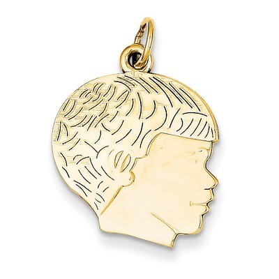 Boys Head Charm 14k Gold Solid Polished A4249, MPN: A4249, 883957897509
