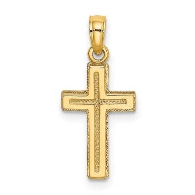 Polished Textured Cross Charm 14k Gold 2-D K8351, MPN: K8351, 637218016136