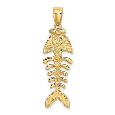 Textured Fishbone Charm 14k Gold 3-D Polished K8111, MPN: K8111, 637218141180
