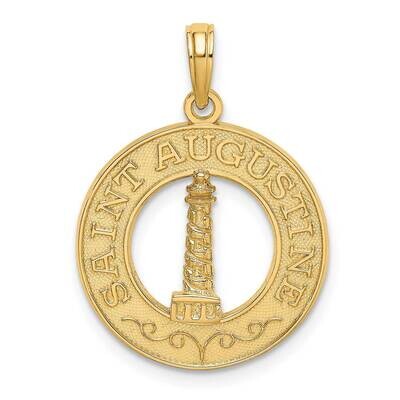 Saint Augustine Round Frame with Lighthouse Charm 14k Gold K7554, MPN: K7554, 637218115822