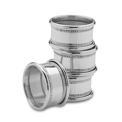Empire Set Of 4 Polished Beaded Napkin Rings Pewter GM19807, MPN: GM19807, 781642004211