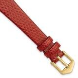 14mm Red Flat Lizard Grain Calfskin Watch Band Gold-tone BA546-14, MPN: BA546-14,