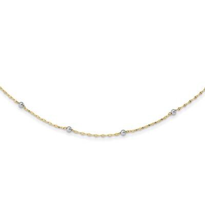 Polished Bead Fancy Necklace 17 Inch 14k Two-Tone Gold SF2862-17, MPN: SF2862-17, 883957931234