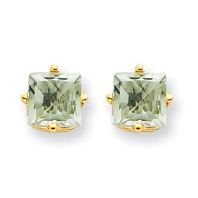 5mm Square Green Quartz Earrings 14k Gold XE61CG, MPN: XE61CG, 883957094007