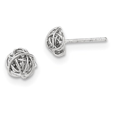 Knot 7.5mm Post Earrings Sterling Silver Rhodium-plated Polished QE11794, MPN: QE11794, 191101229169