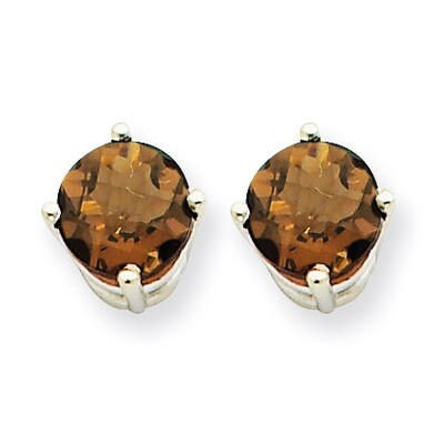 6mm Round Smokey Quartz Earrings 14k White Gold XE73WSQ, MPN: XE73WSQ, 883957097855