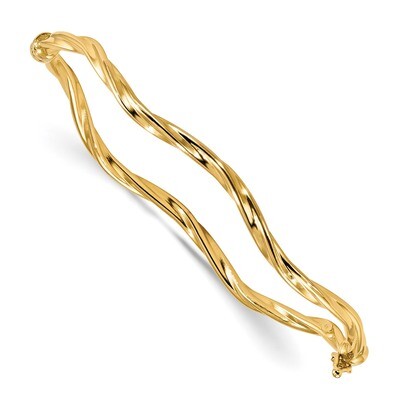 7 Inch Twisted Hinged Bangle Bracelet 14k Gold Polished DB622, MPN: DB622, 191101980060
