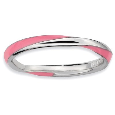 Twisted Pink Enameled Ring - Sterling Silver QSK568, MPN: QSK568, 886774011400