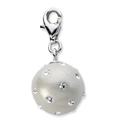 White Ferido &amp; Stellux Crystal Ball Charm Sterling Silver Click-on QCC605 by Amore La Vita, MPN: QC…
