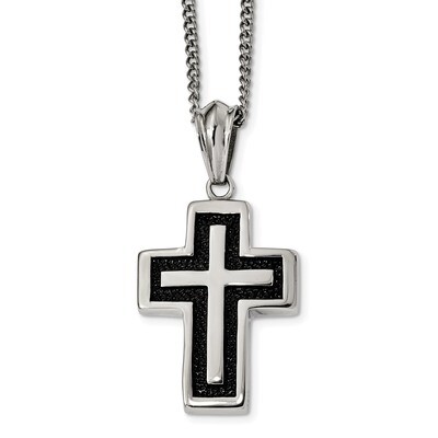 24 inch Cross Necklace Stainless Steel Antiqued and Polished SRN2385-24 by Chisel, MPN: SRN2385-24,…