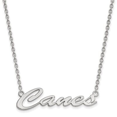 University of Miami Medium Pendant with Chain Necklace Sterling Silver SS070UMF-18, MPN: SS070UMF-1…