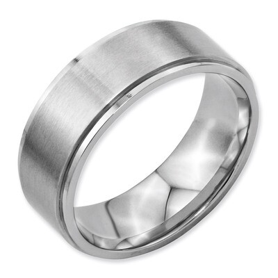 Ridged Edge 8mm Brushed and Polished Band - Stainless Steel SR34 by Chisel, MPN: SR34, 883957743806