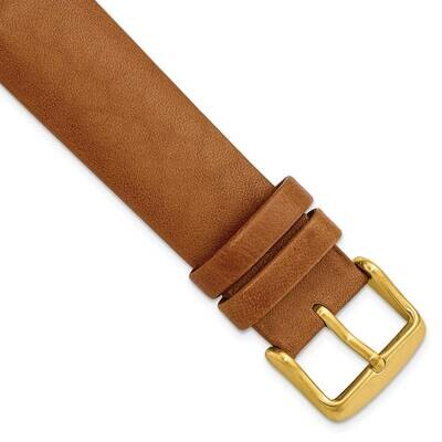 20mm Lt. Brown Padded No-Stitch Calfskin IP-platd Buckle Watch Band Gold-tone BAY542-20, MPN: BAY54…