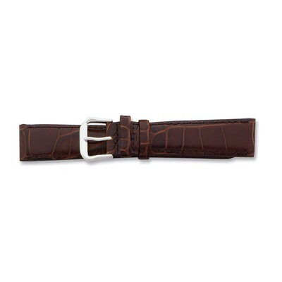 18mm Brown Crocodile Dark Stitch Slvr tone Buckle Watch Band 7.5 Inch BAW86-18, MPN: BAW86-18, 8867…