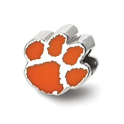 Clemson University Paw Print Enameled Logo Bead Sterling Silver SS500CU, MPN: SS500CU, 810680029945